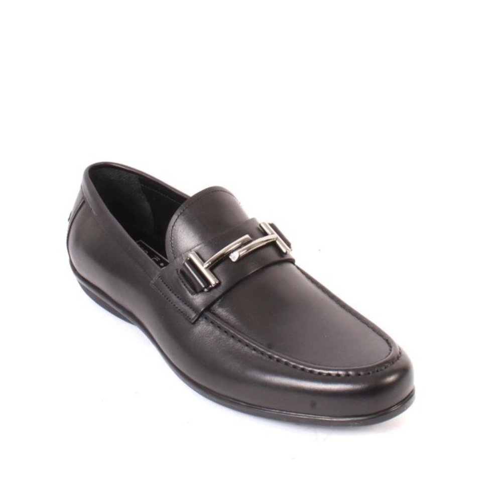 ROBERTO SERPENTINI 20598 Black Leather Moccasins Loafers Shoes